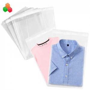 mukautetun vahva läpinäkyvä itseliimautuva tiiviste muovinen vaatepakkaus laukku opp muovipussit vaatteita \/ t-paita \/ välipala